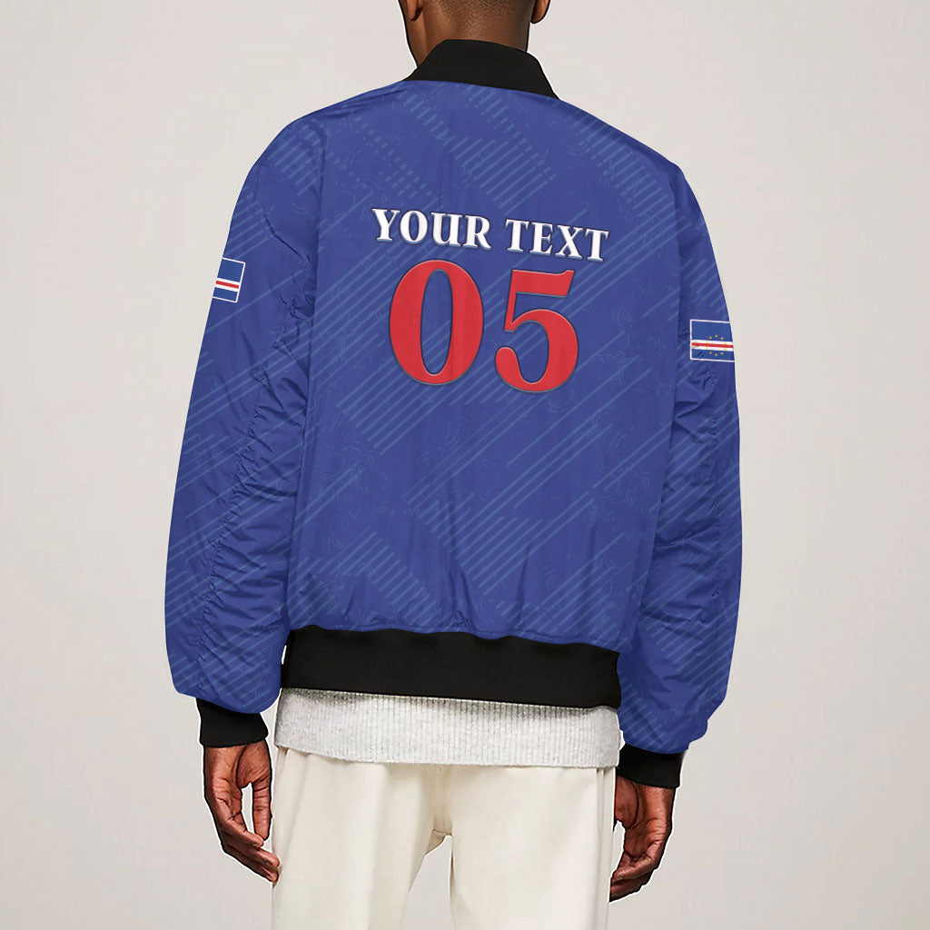 Custom Cape Verde Football Sleeve Zip Bomber Jacket Blue Sharks Still Undefeated