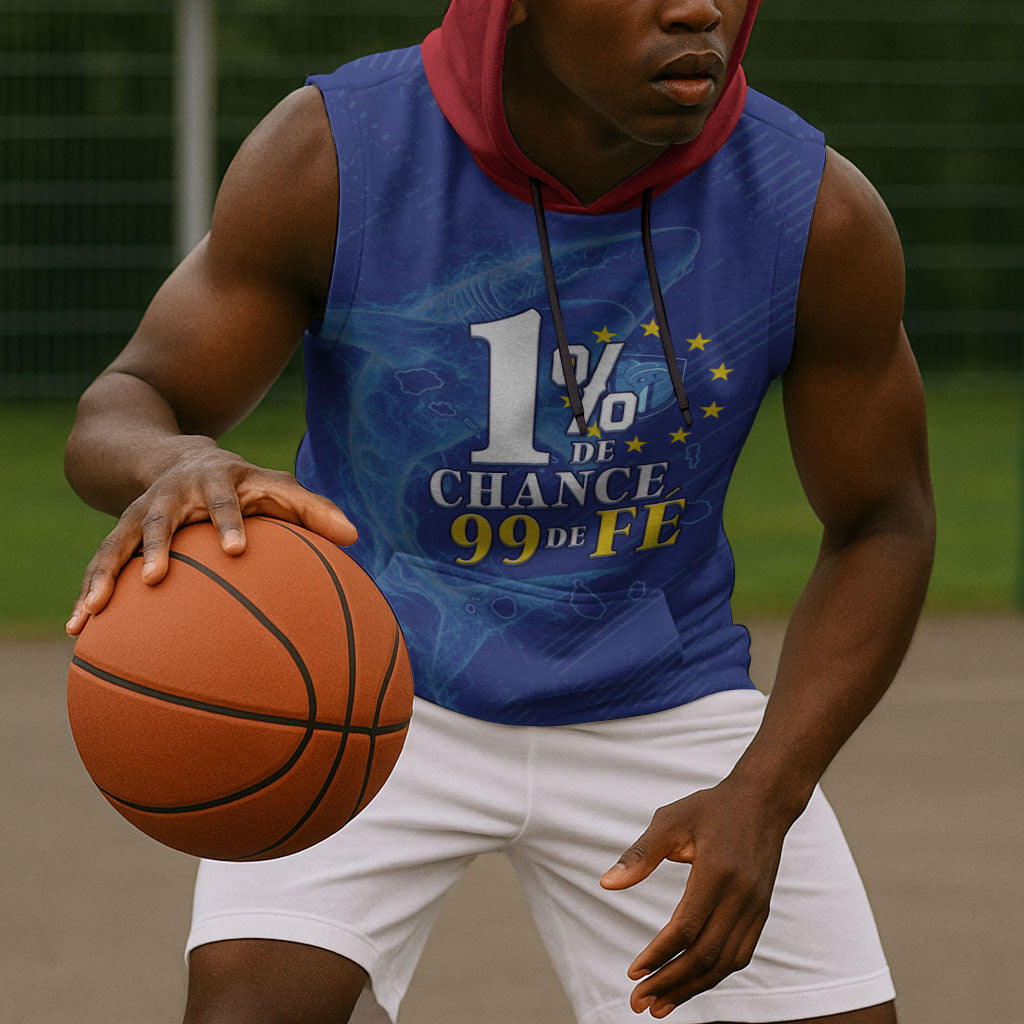 Custom Cape Verde Football Sleeveless Hoodie Blue Sharks Still Undefeated