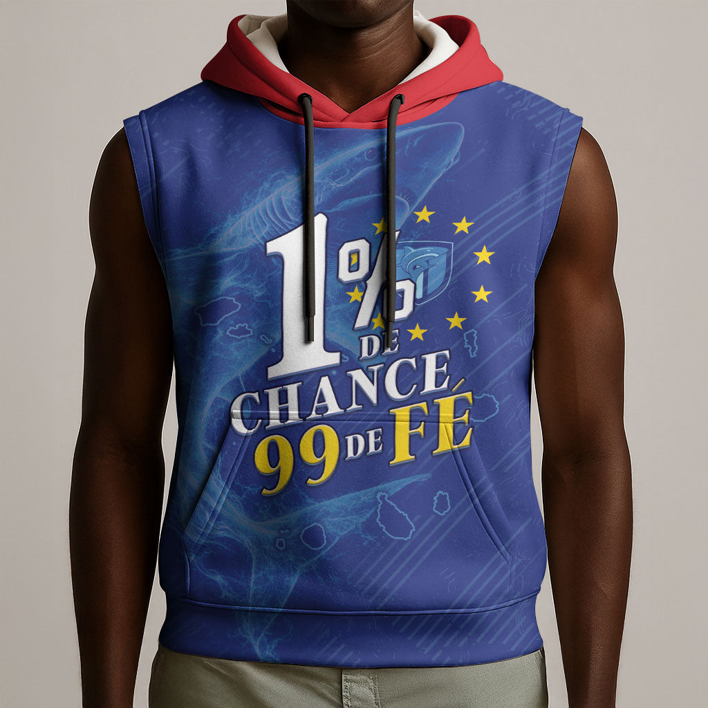Custom Cape Verde Football Sleeveless Hoodie Blue Sharks Still Undefeated