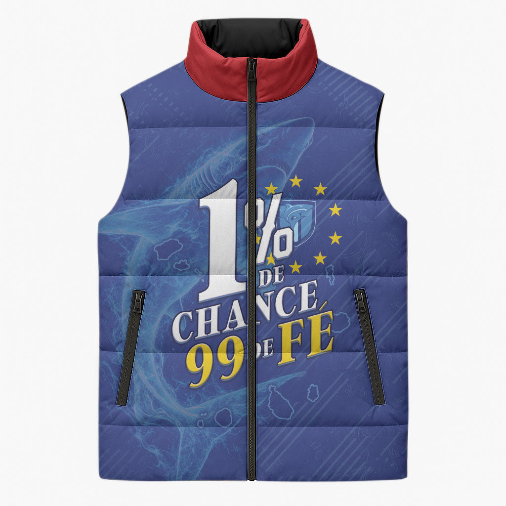 Custom Cape Verde Football Sleeveless Puffer Jacket Blue Sharks Still Undefeated