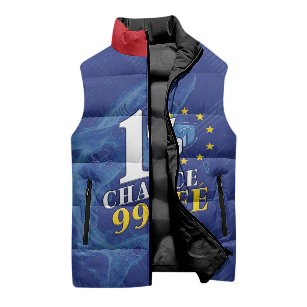 Custom Cape Verde Football Sleeveless Puffer Jacket Blue Sharks Still Undefeated
