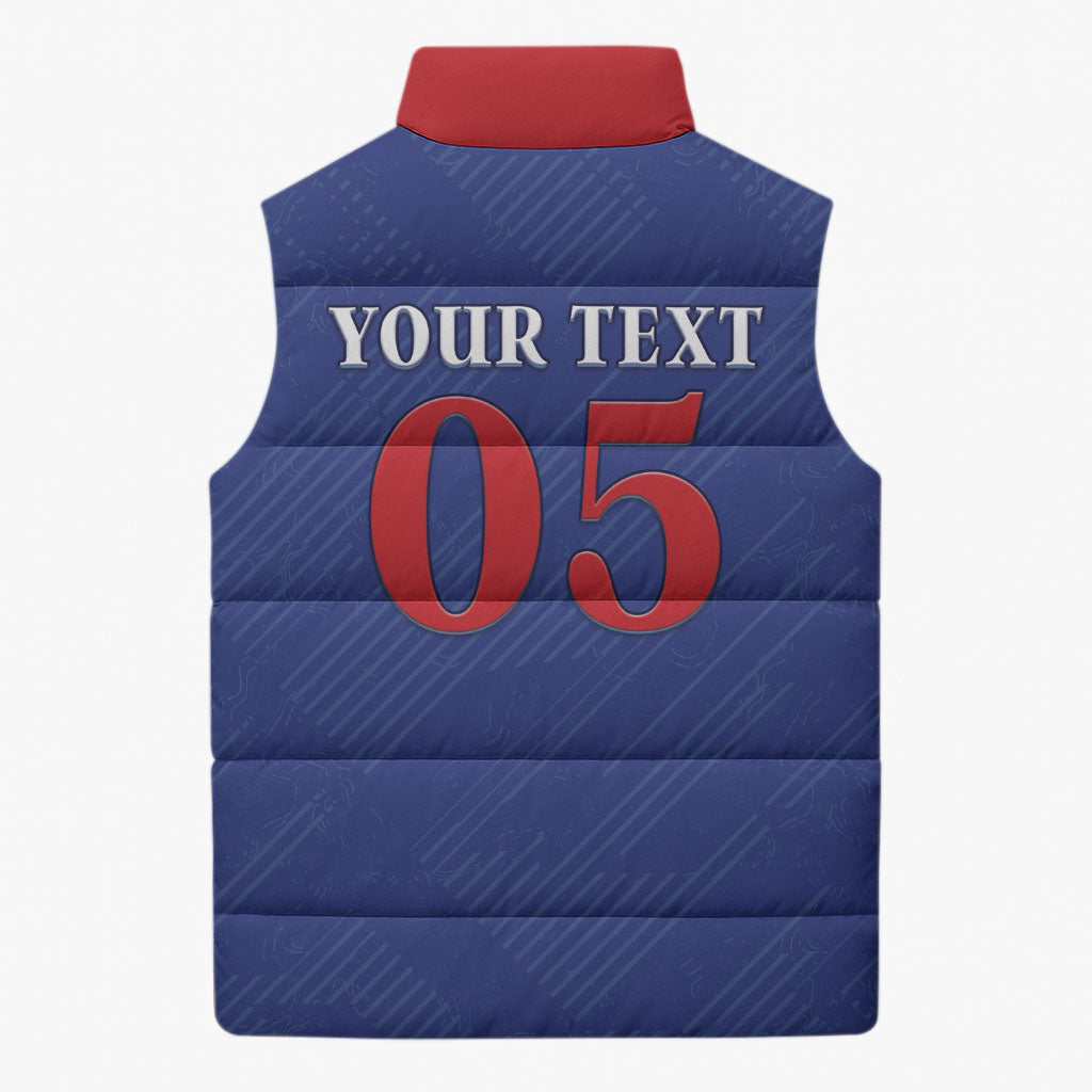 Custom Cape Verde Football Sleeveless Puffer Jacket Blue Sharks Still Undefeated