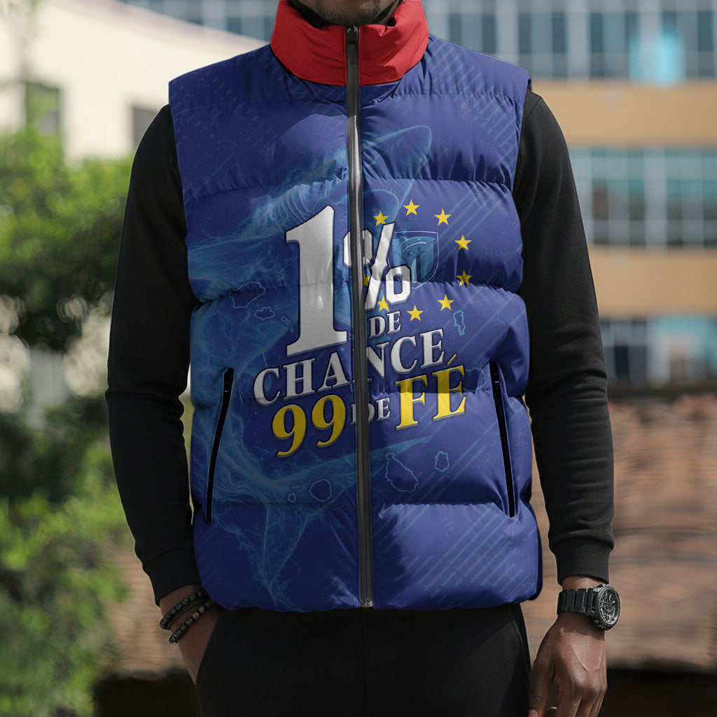 Custom Cape Verde Football Sleeveless Puffer Jacket Blue Sharks Still Undefeated