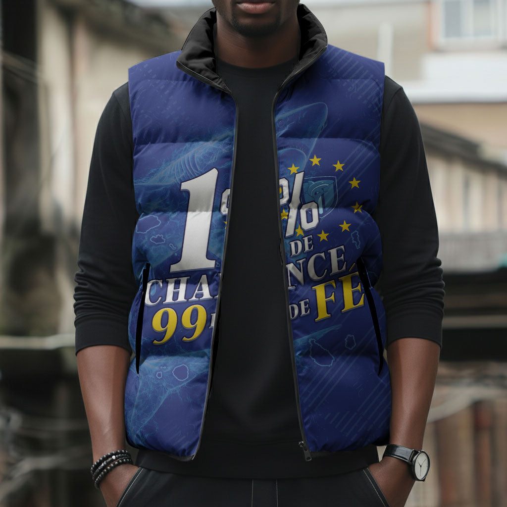 Custom Cape Verde Football Sleeveless Puffer Jacket Blue Sharks Still Undefeated