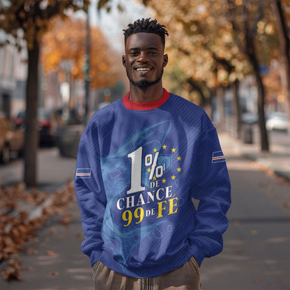 Custom Cape Verde Football Sweatshirt Blue Sharks Still Undefeated