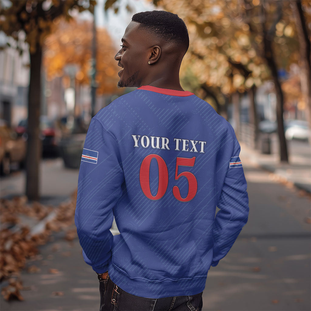 Custom Cape Verde Football Sweatshirt Blue Sharks Still Undefeated