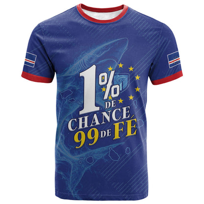 Custom Cape Verde Football T shirt Blue Sharks Still Undefeated