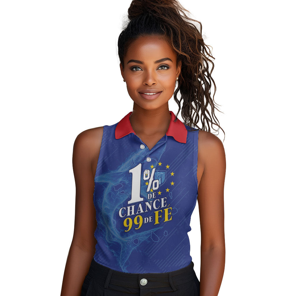 Custom Cape Verde Football Women Sleeveless Polo Shirt Blue Sharks Still Undefeated