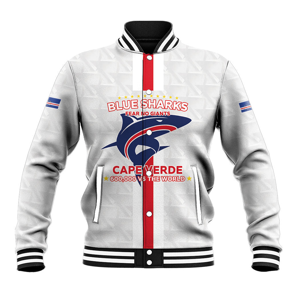 Custom Cabo Verde Baseball Jacket Blue Sharks Fear No Giants
