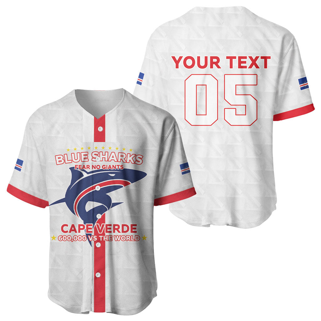 Custom Cabo Verde Baseball Jersey Blue Sharks Fear No Giants