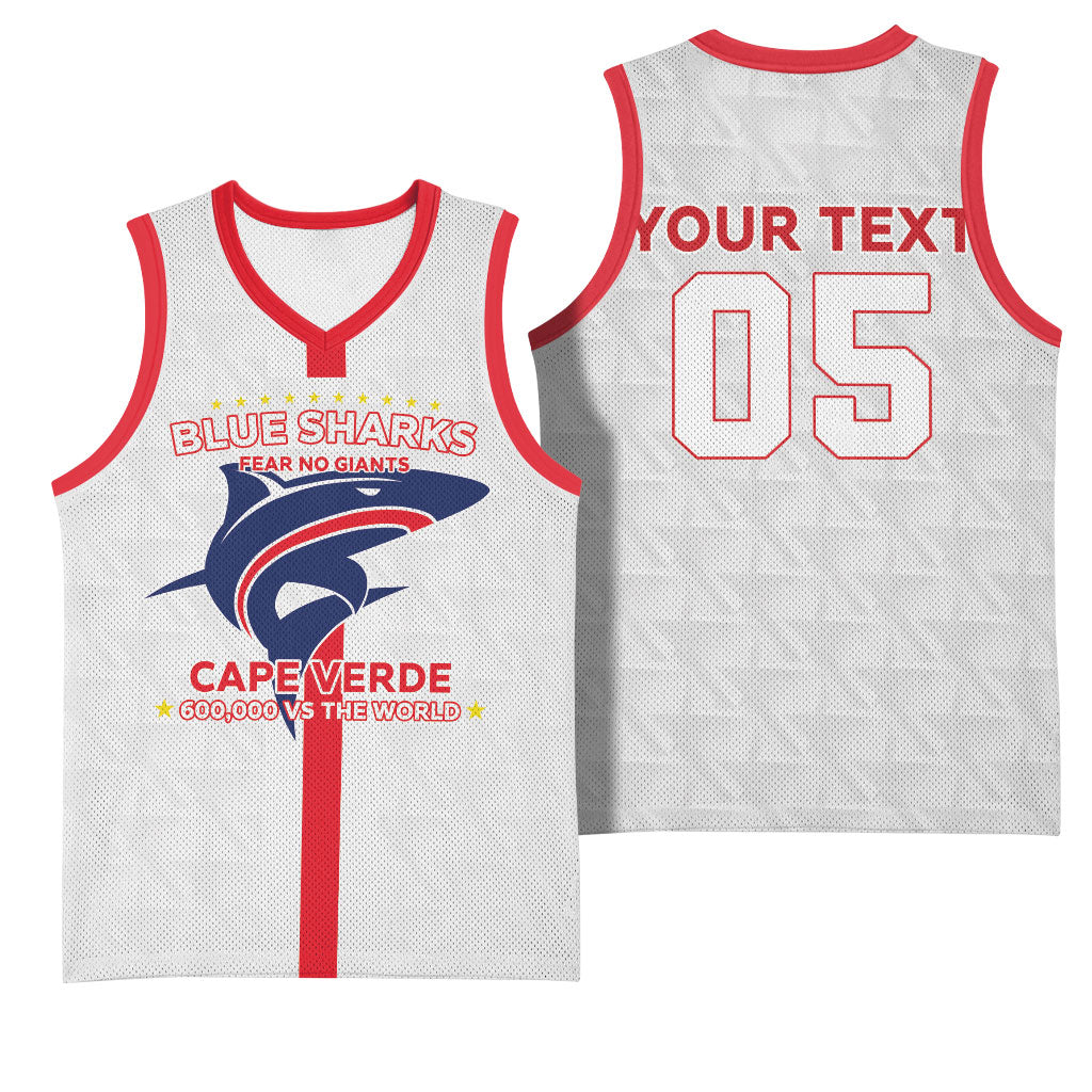 Custom Cabo Verde Basketball Jersey Blue Sharks Fear No Giants