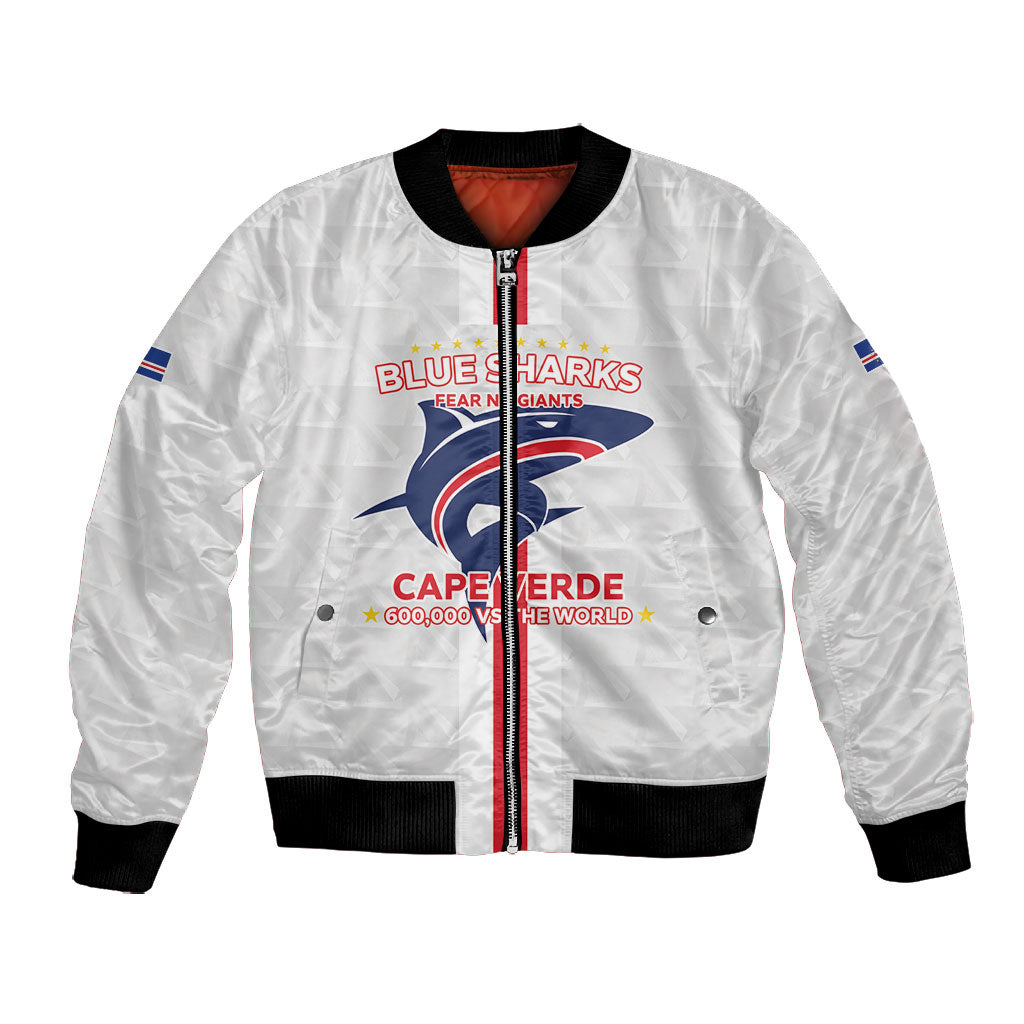 Custom Cabo Verde Bomber Jacket Blue Sharks Fear No Giants