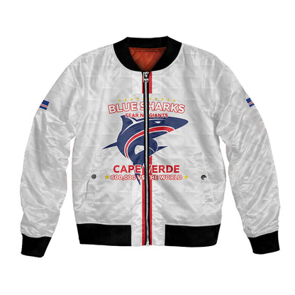 Custom Cabo Verde Bomber Jacket Blue Sharks Fear No Giants
