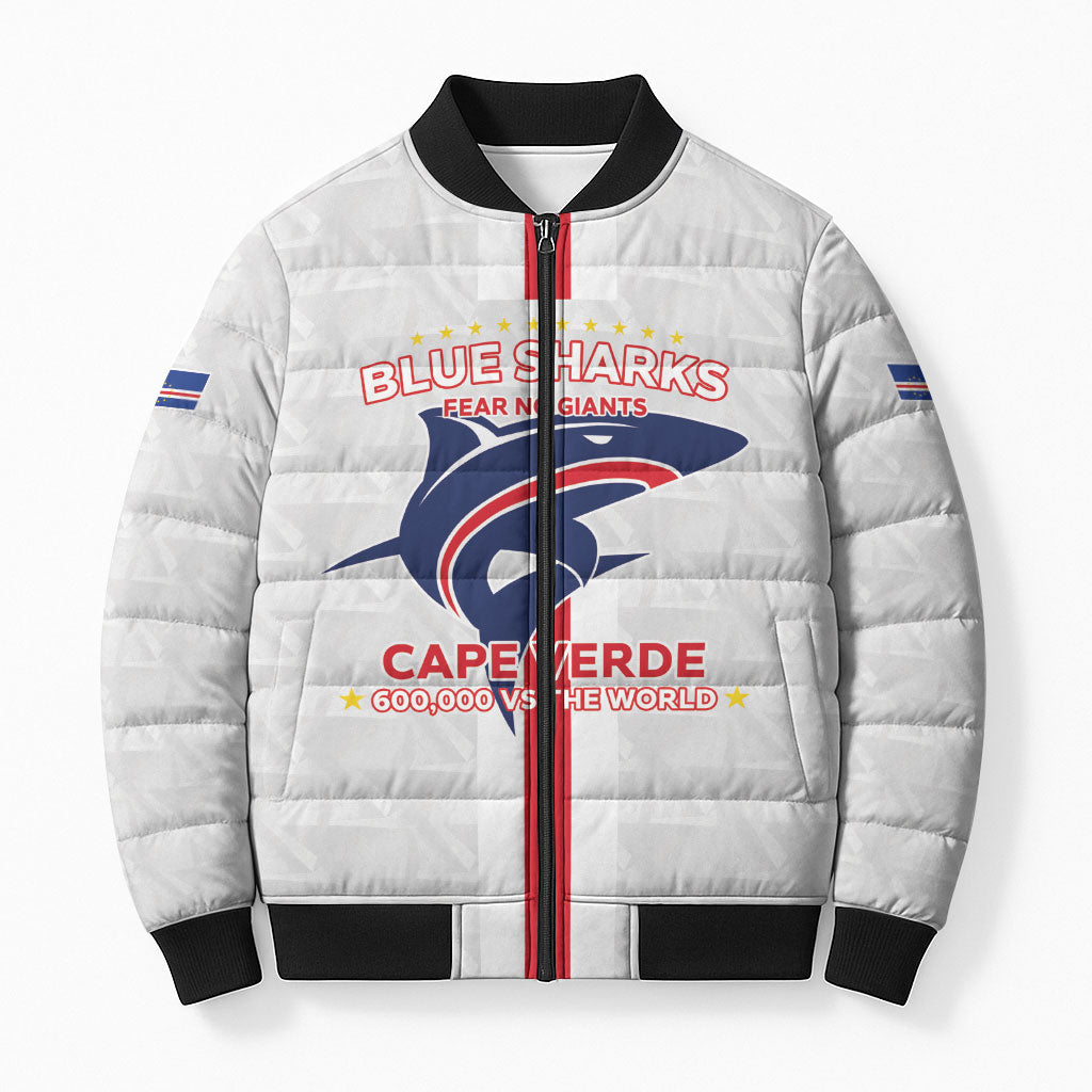 Custom Cabo Verde Bomber Puffer Jacket Blue Sharks Fear No Giants