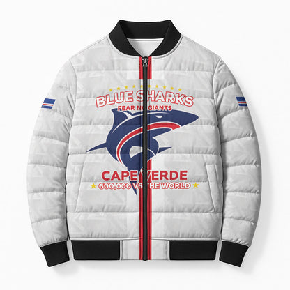 Custom Cabo Verde Bomber Puffer Jacket Blue Sharks Fear No Giants