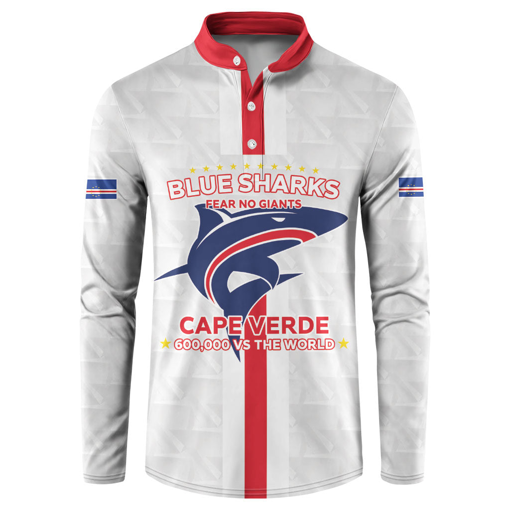 Custom Cabo Verde Button Sweatshirt Blue Sharks Fear No Giants