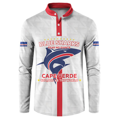 Custom Cabo Verde Button Sweatshirt Blue Sharks Fear No Giants