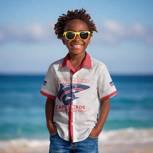 Custom Cabo Verde Kid Hawaiian Shirt Blue Sharks Fear No Giants