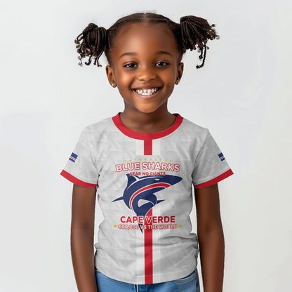 Custom Cabo Verde Kid T shirt Blue Sharks Fear No Giants