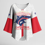 Custom Cabo Verde Kimono Sleeve Blouse Blue Sharks Fear No Giants