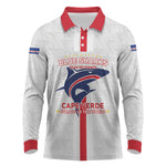 Custom Cabo Verde Long Sleeve Polo Shirt Blue Sharks Fear No Giants