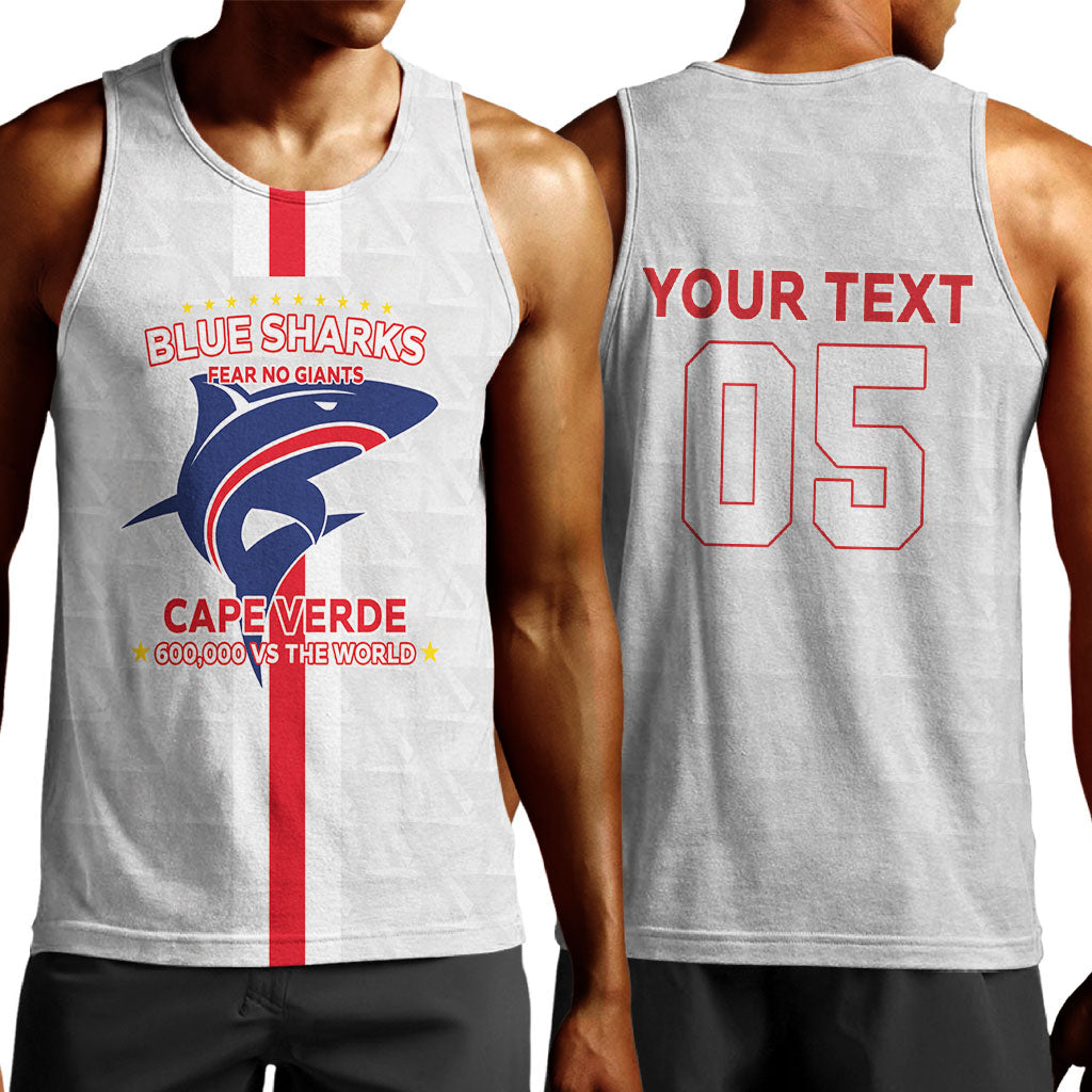 Custom Cabo Verde Men Tank Top Blue Sharks Fear No Giants