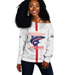 Custom Cabo Verde Off Shoulder Sweater Blue Sharks Fear No Giants