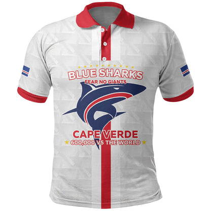 Custom Cabo Verde Polo Shirt Blue Sharks Fear No Giants