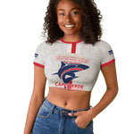 Custom Cabo Verde Raglan Cropped T shirt Blue Sharks Fear No Giants