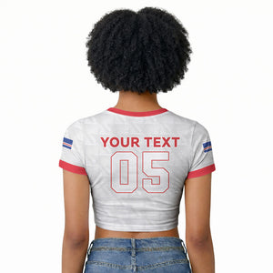 Custom Cabo Verde Raglan Cropped T shirt Blue Sharks Fear No Giants