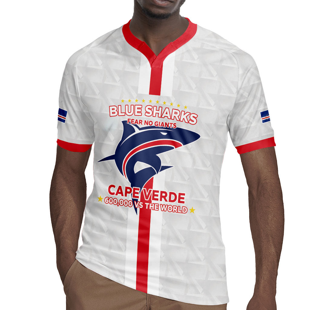 Custom Cabo Verde Rugby Jersey Blue Sharks Fear No Giants