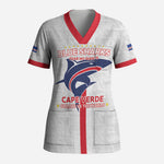 Custom Cabo Verde Scrub Top Blue Sharks Fear No Giants