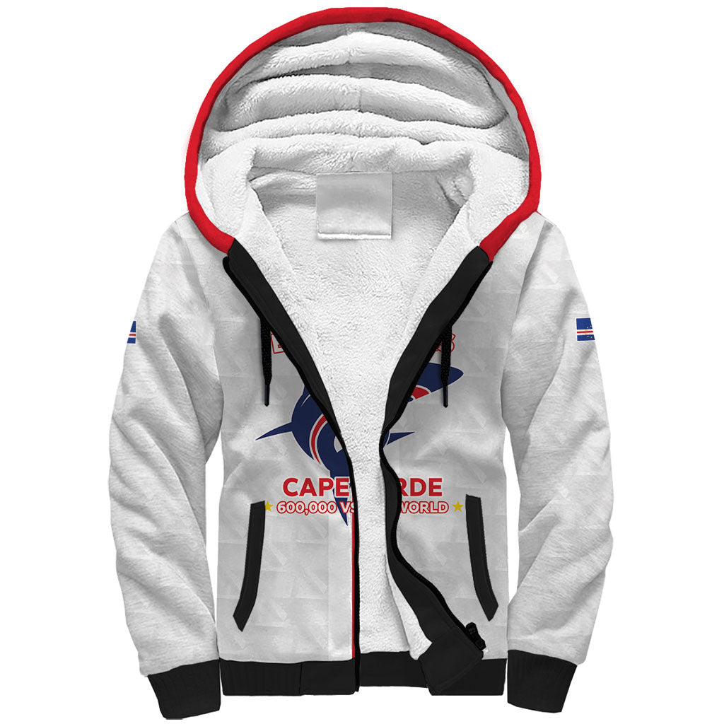 Custom Cabo Verde Sherpa Hoodie Blue Sharks Fear No Giants