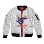 Custom Cabo Verde Sleeve Zip Bomber Jacket Blue Sharks Fear No Giants