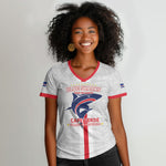 Custom Cabo Verde Women V-Neck T-Shirt Blue Sharks Fear No Giants
