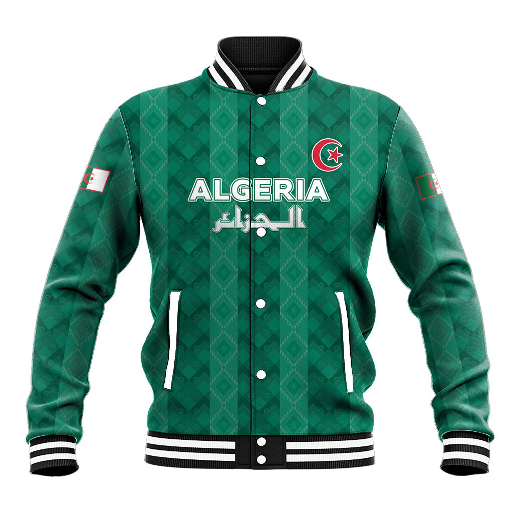 Custom Algeria Football 2026 Baseball Jacket Algerian Geometric Patterns