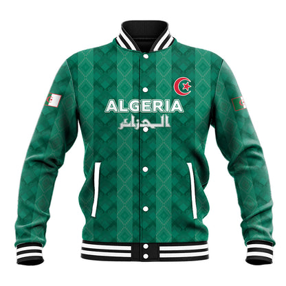 Custom Algeria Football 2026 Baseball Jacket Algerian Geometric Patterns