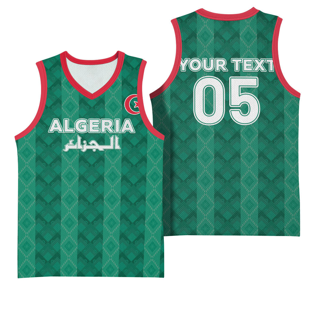 Custom Algeria Football 2026 Basketball Jersey Algerian Geometric Patterns