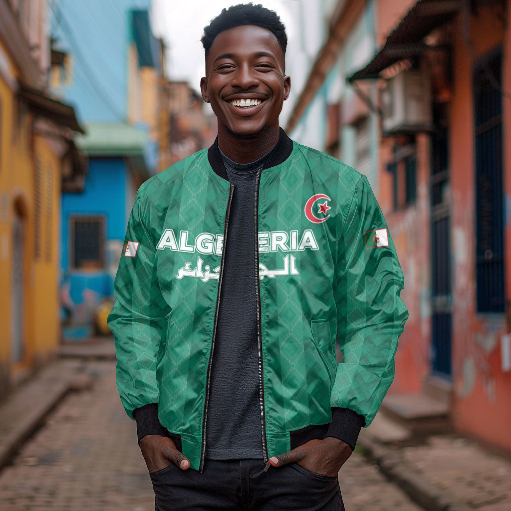 Custom Algeria Football 2026 Bomber Jacket Algerian Geometric Patterns