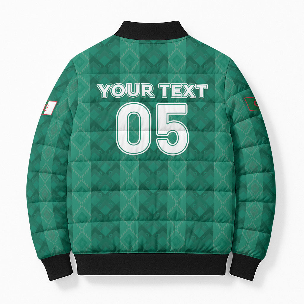 Custom Algeria Football 2026 Bomber Puffer Jacket Algerian Geometric Patterns