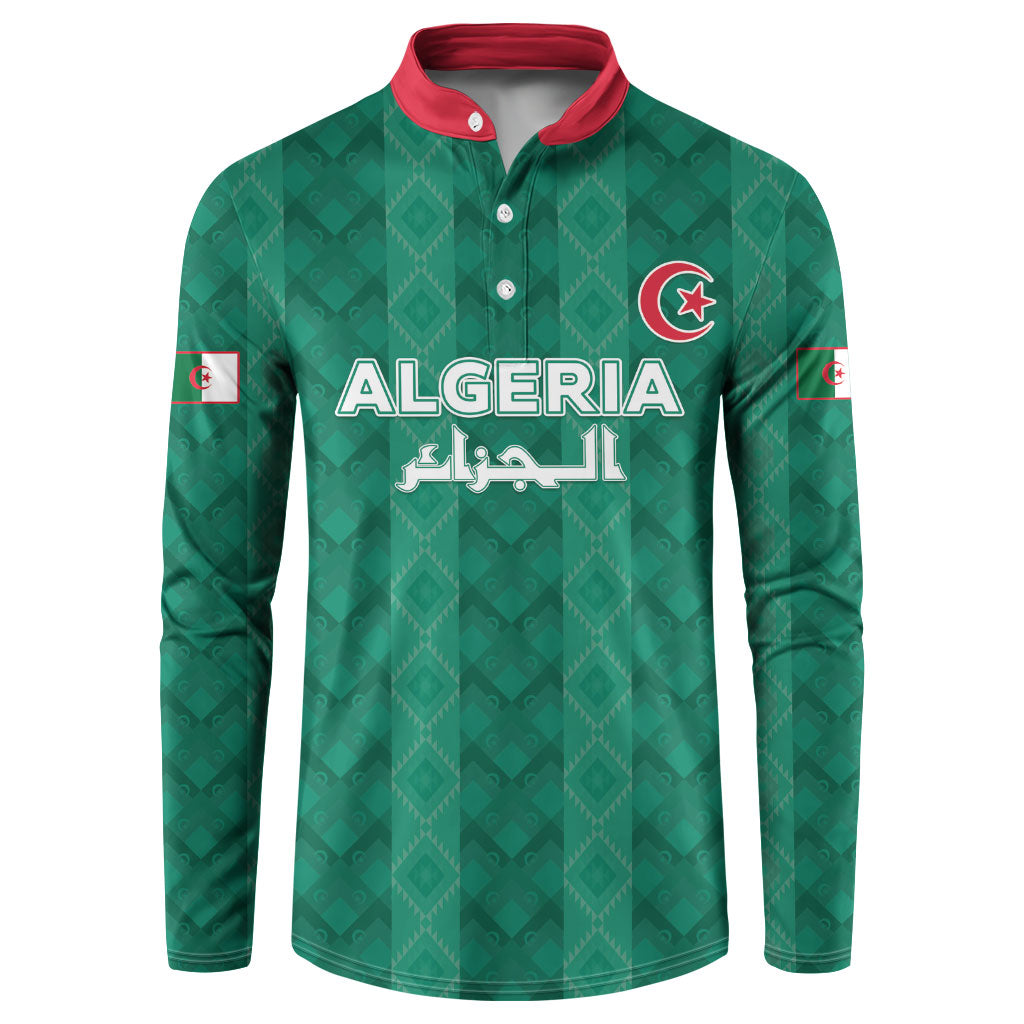 Custom Algeria Football 2026 Button Sweatshirt Algerian Geometric Patterns