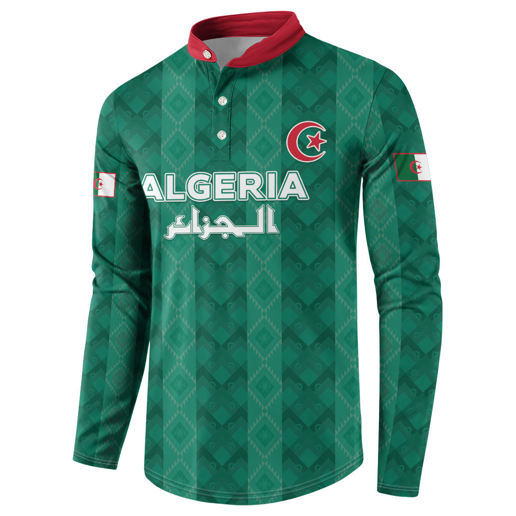 Custom Algeria Football 2026 Button Sweatshirt Algerian Geometric Patterns