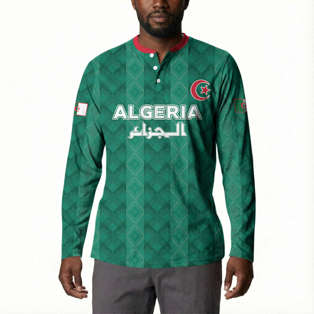 Custom Algeria Football 2026 Button Sweatshirt Algerian Geometric Patterns