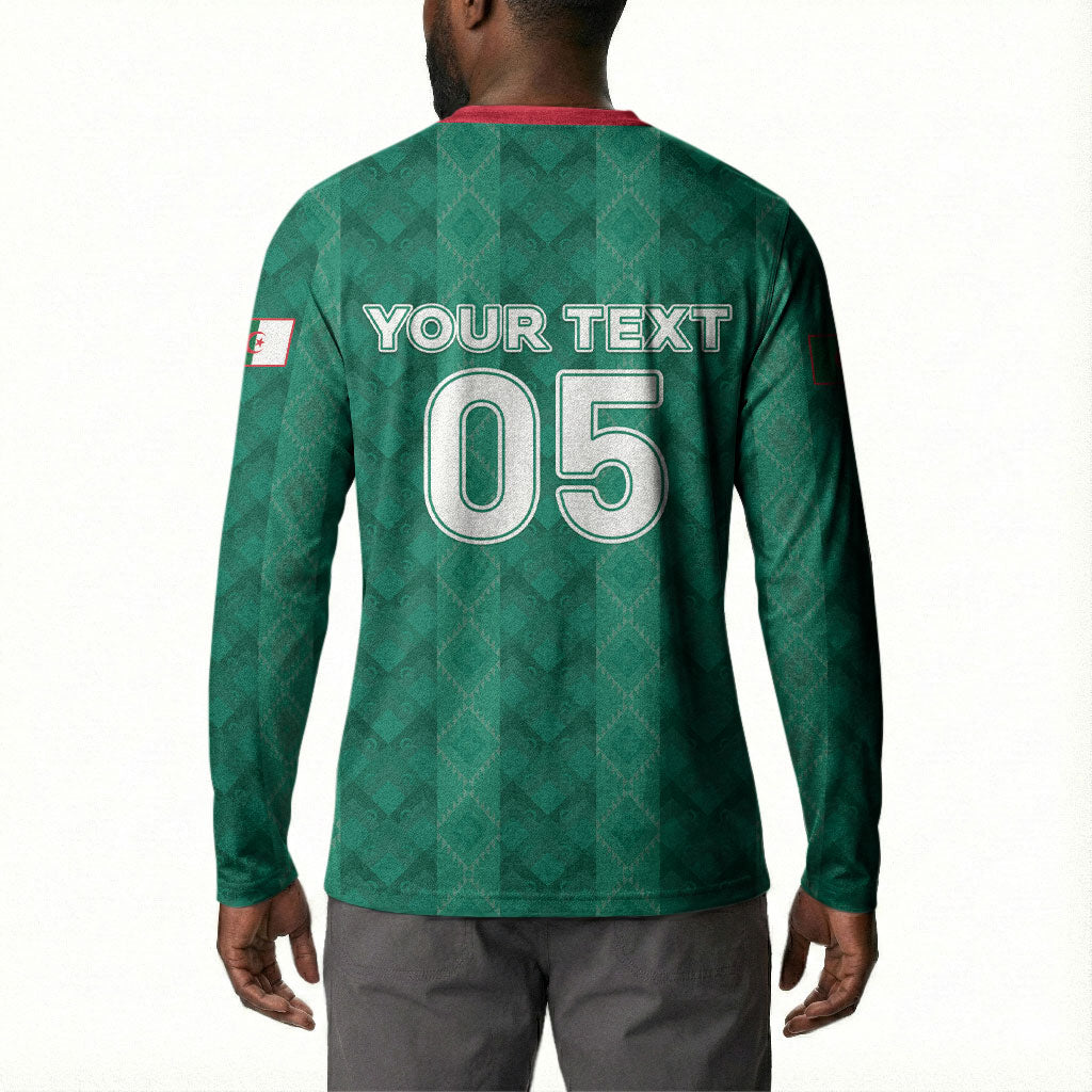 Custom Algeria Football 2026 Button Sweatshirt Algerian Geometric Patterns