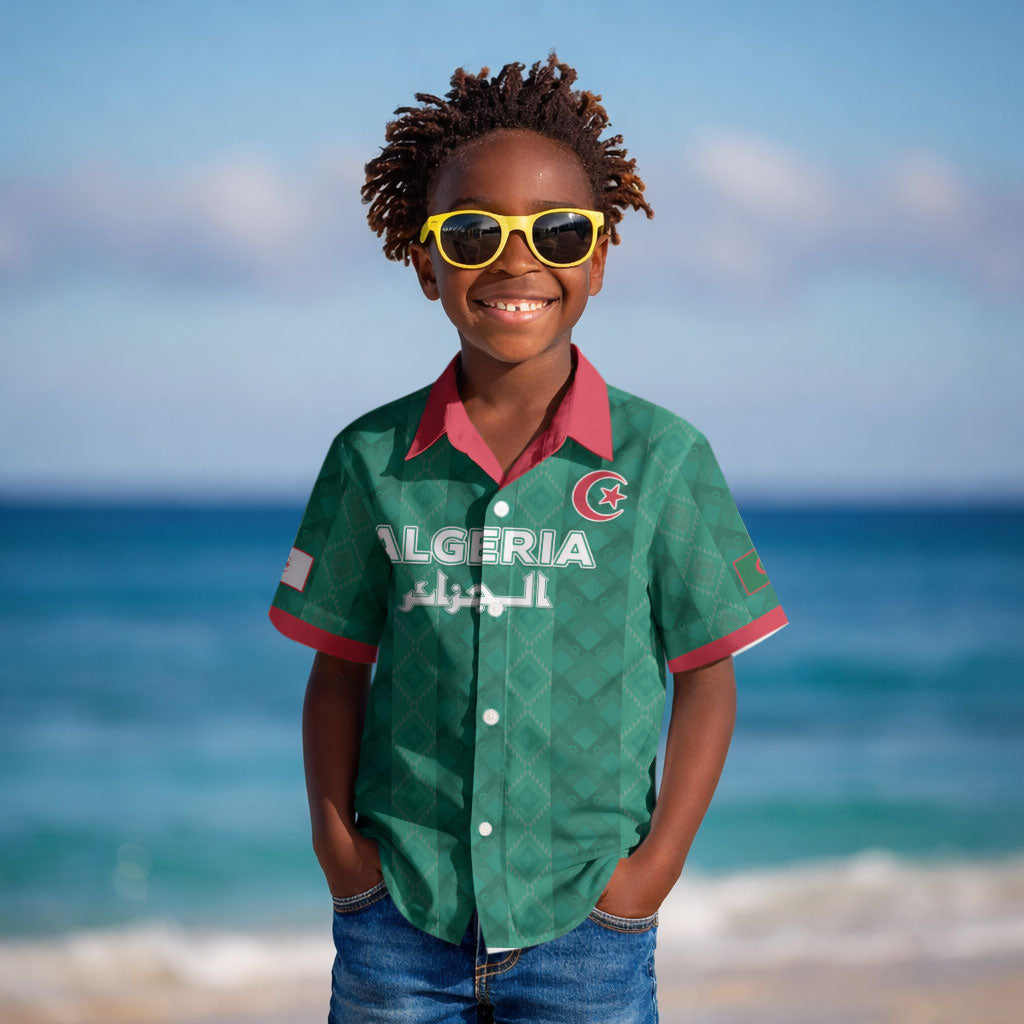 Custom Algeria Football 2026 Kid Hawaiian Shirt Algerian Geometric Patterns