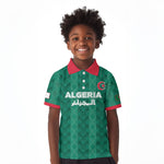 Custom Algeria Football 2026 Kid Polo Shirt Algerian Geometric Patterns
