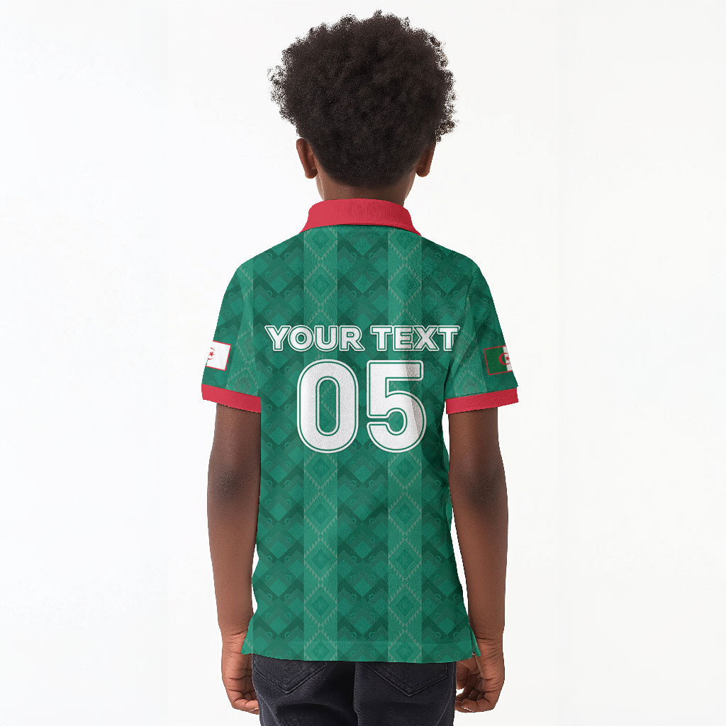 Custom Algeria Football 2026 Kid Polo Shirt Algerian Geometric Patterns