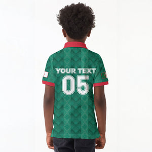 Custom Algeria Football 2026 Kid Polo Shirt Algerian Geometric Patterns