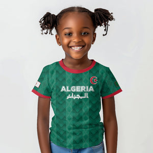 Custom Algeria Football 2026 Kid T shirt Algerian Geometric Patterns
