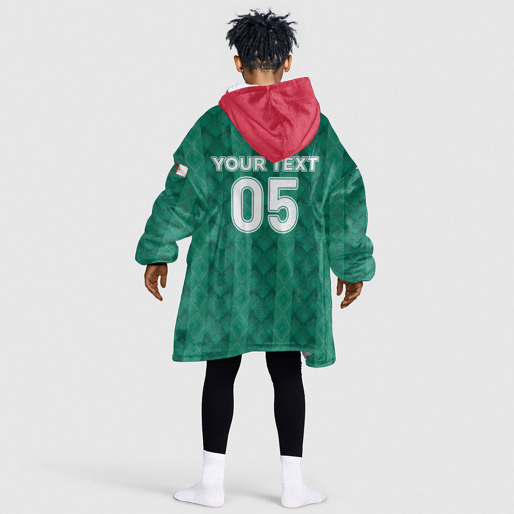 Custom Algeria Football 2026 Kid Wearable Blanket Hoodie Algerian Geometric Patterns